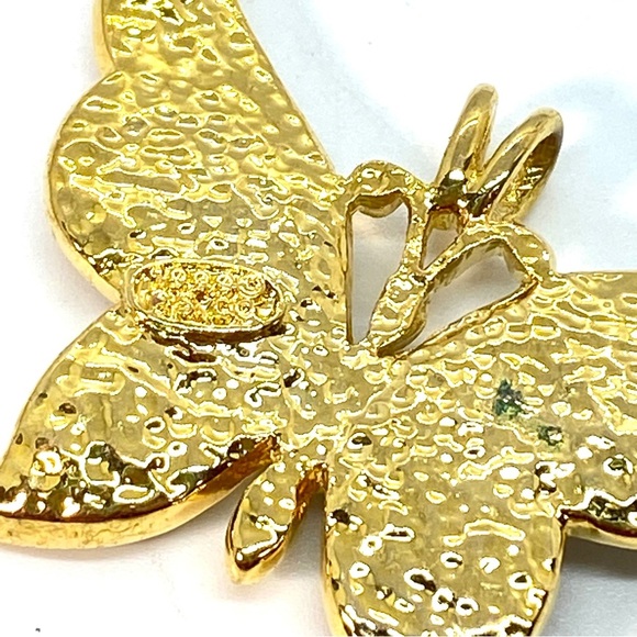 Vintage 1999 PS Co. Butterfly Crystal Rhinestone Gold Tone Amethyst Pendant - Picture 2 of 6
